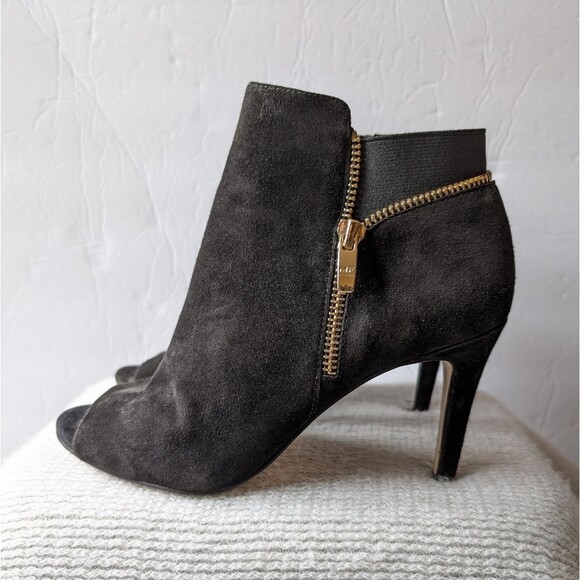 Marc Fisher Serenity Suede Peep Toe Heeled Booties Black 7 - Picture 1 of 11
